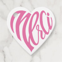 Remerciements en cœur calligraphiés en rose