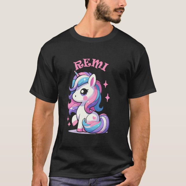 Remi Cute Unicorn Design for Girls Name Remi T-Shirt (Front)