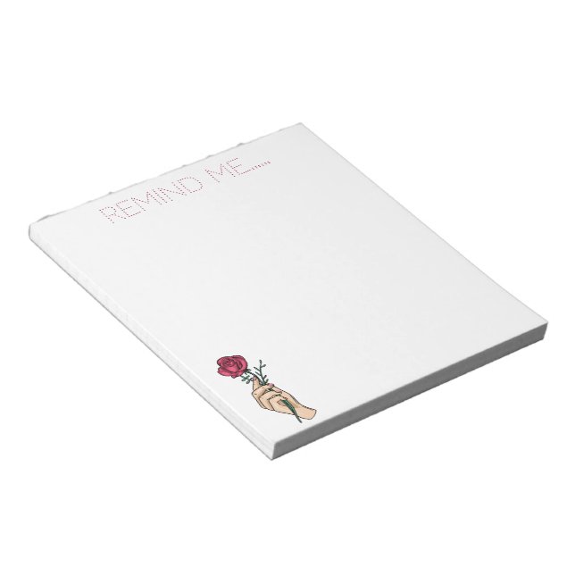 Remind Me Hand Held Red Rose Notepad (Angled)