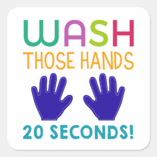 Remind your kiddos to wash thier hands square sticker