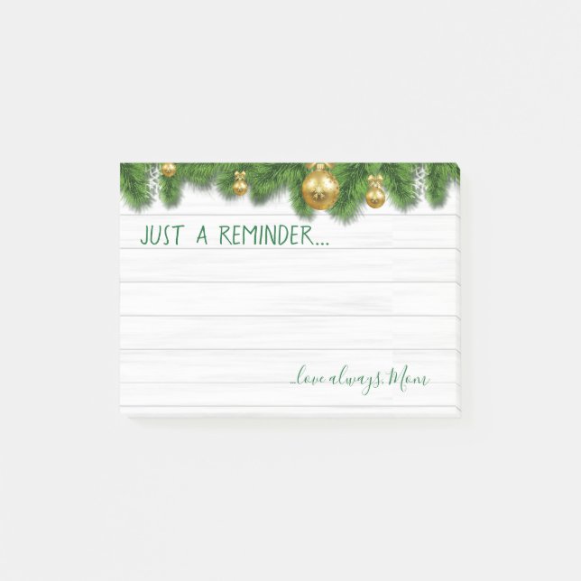 Reminder Country Christmas Green Sticky Notes (Front)