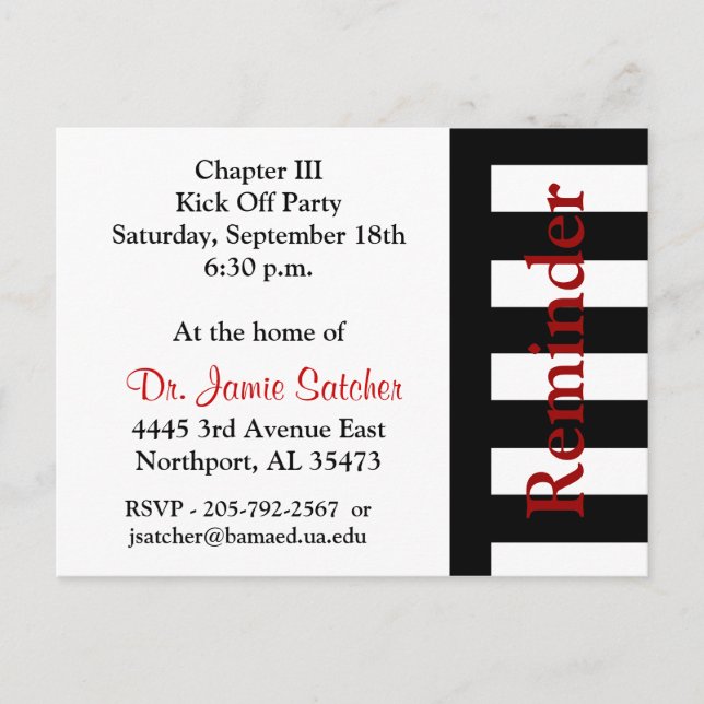 Reminder Post card3 Postcard (Front)