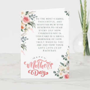 reminder to selfless MOM,mother's day card floral