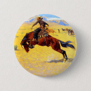 Remington Old West Horse and Cowboy 6 Cm Round Badge