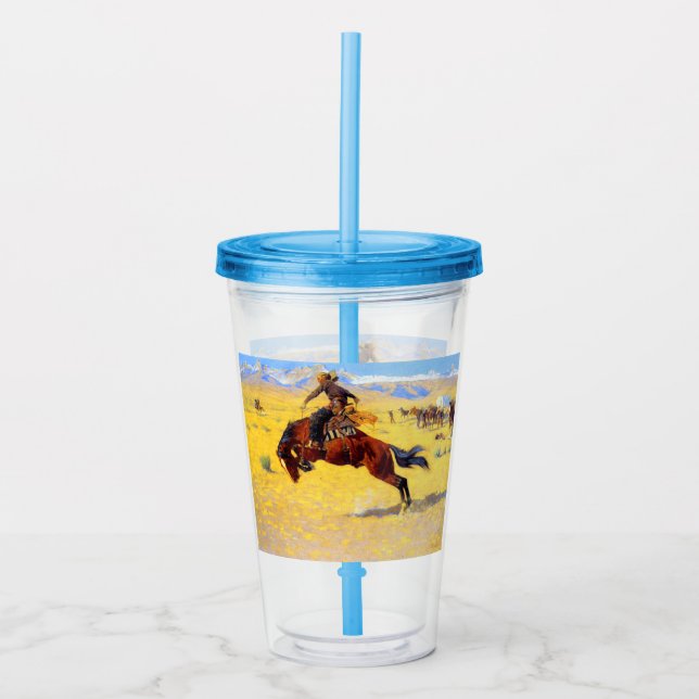 Remington Old West Horse and Cowboy Acrylic Tumbler (Front)