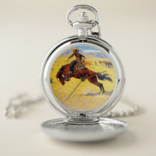 Remington Old West Horse and Cowboy Pocket Watch