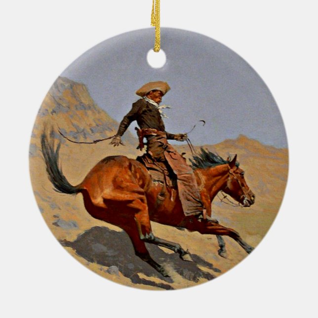Remington - The Cowboy, Ceramic Tree Decoration (Back)