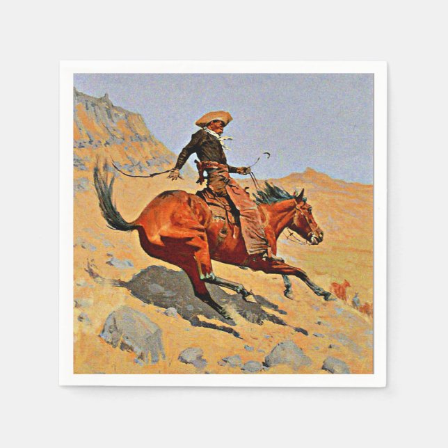 Remington - The Cowboy, famous painting Napkin (Front)