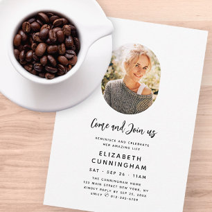 Reminisce and Celebrate Memorial Modern Photo Invitation