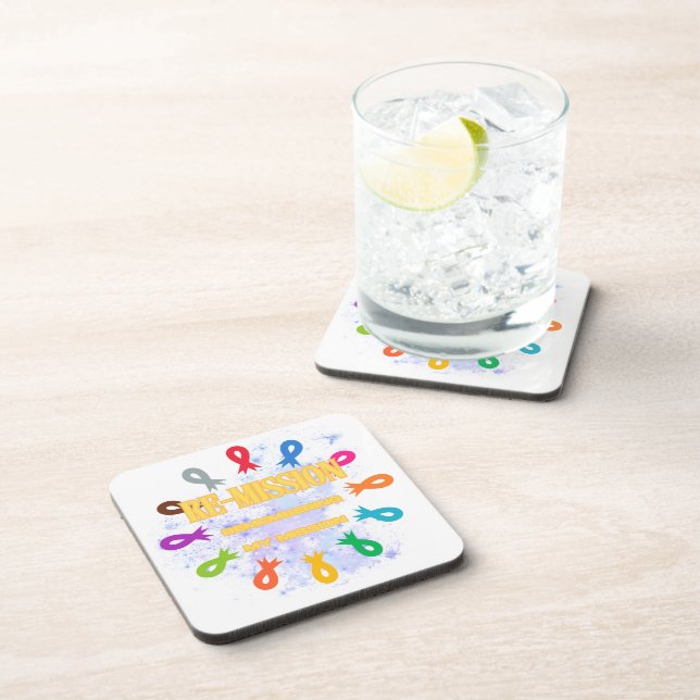 Remission cancer ribbons coaster (Right Side)