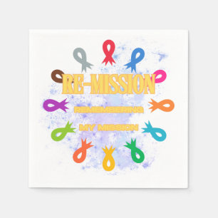 Remission cancer ribbons napkin