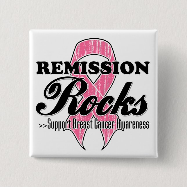 Remission Rocks - Breast Cancer Awareness 15 Cm Square Badge (Front)