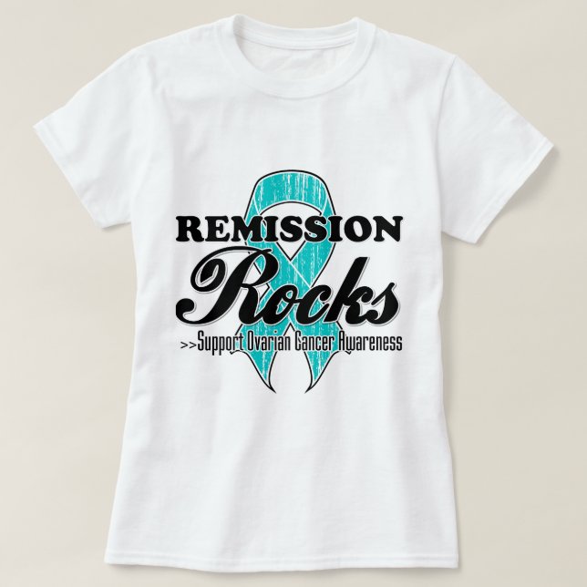 Remission Rocks - Ovarian Cancer Awareness T-Shirt (Design Front)