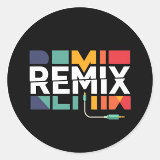 Remix Audio | DJ Music Retro Geometric Graphic Classic Round Sticker