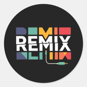 Remix Audio   DJ Music Retro Geometric Graphic Classic Round Sticker