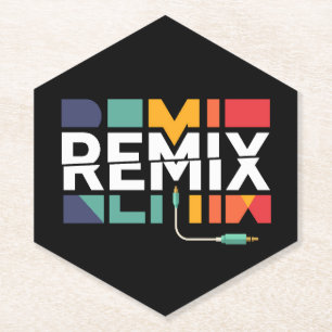 Remix Audio   DJ Music Retro Geometric Graphic Paper Coaster