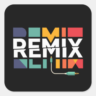 Remix Audio   DJ Music Retro Geometric Graphic Square Sticker