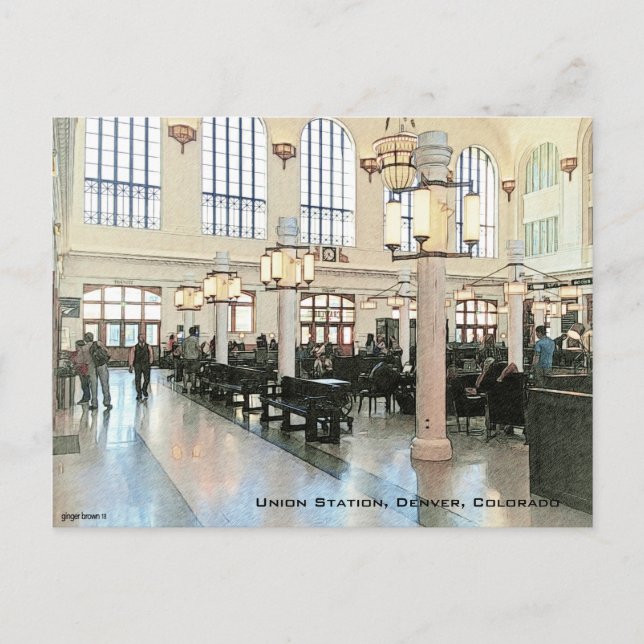 Remolded Lobby Of Union Station, Denver, CO, Light Postcard (Front)