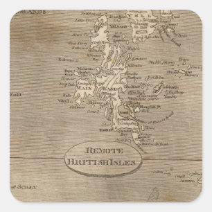 Remote British Isles Map by Arrowsmith Square Sticker