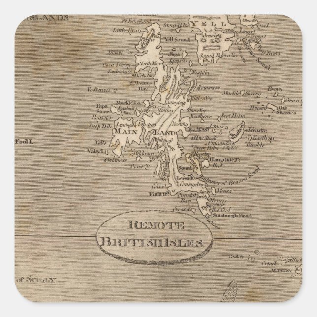 Remote British Isles Map by Arrowsmith Square Sticker (Front)