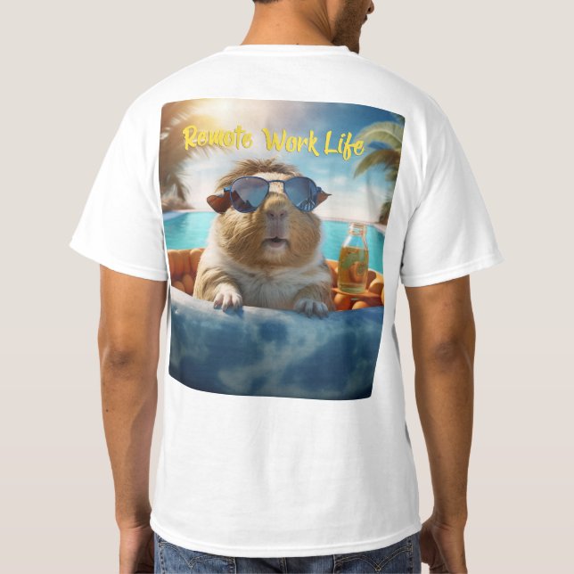 Remote Life Guinea Pig Humour Mens T-Shirt (Back)