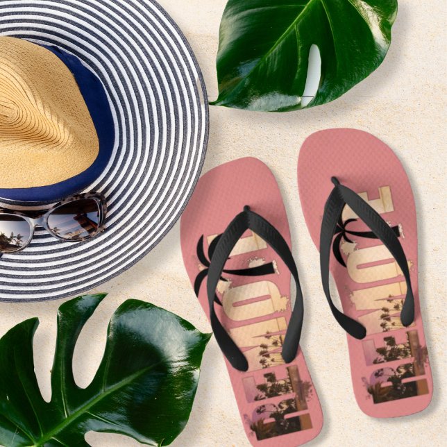 Remote Sunset Word Art  Flip Flops (Creator Uploaded)