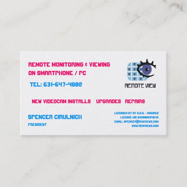 Remote View Biz Cards (Front)