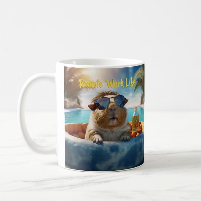 Remote Work Life Guinea Pig Coffee Mug (Left)