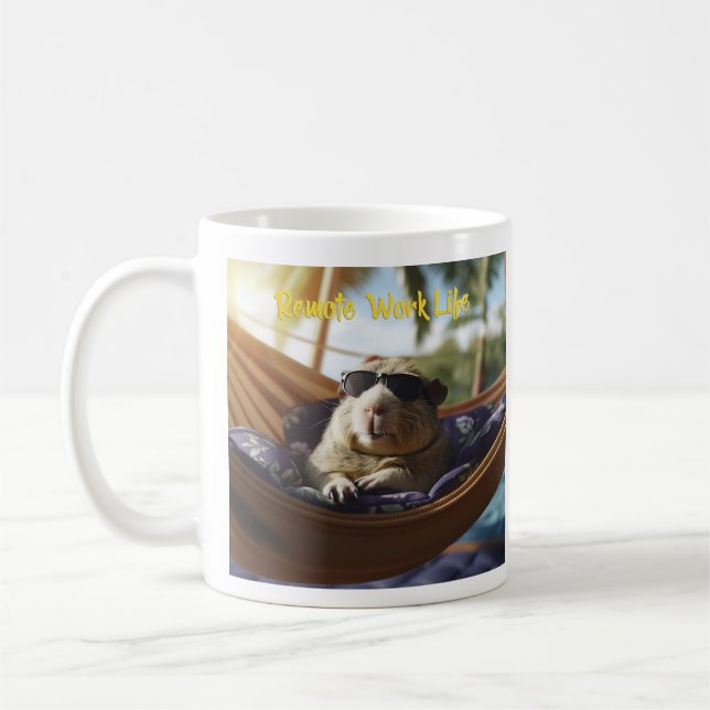 Remote Work Life Hammock Guinea Pig Coffee Mug (Left)
