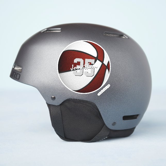 removable maroon white basketball sports decal (Helmet Side)