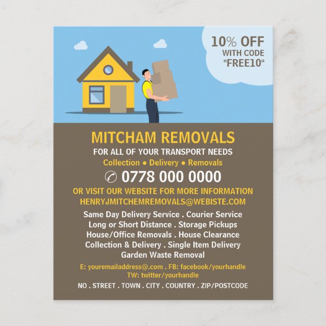 Removal Man House Design, Removal Company Advert Flyer (Front)