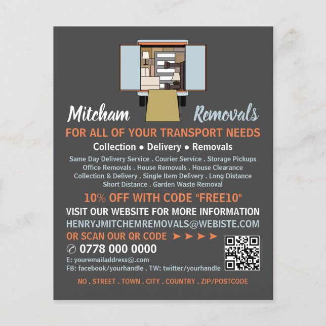 Removal Van Design, Removal Company Advertising Flyer (Front)