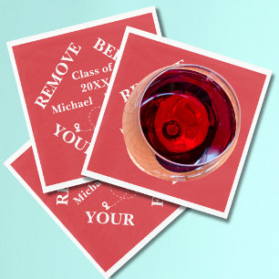 Remove Before Your Flight Travel Red Aeroplane Napkin