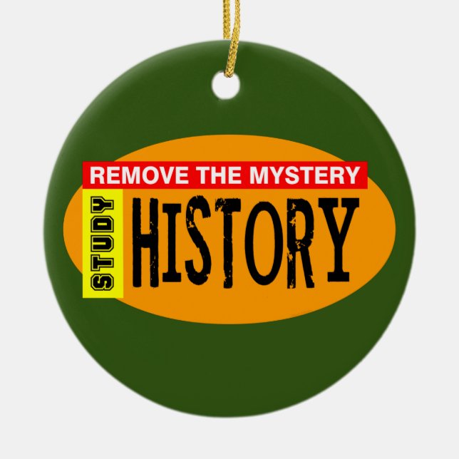 Remove Mystery History Orange Oval Ceramic Tree Decoration (Front)