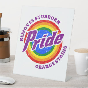 Remove Stubborn Orange Stains Pride Month LGBTQ Pedestal Sign