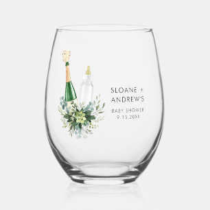 REMY Poppin Bottles Baby Shower Stemless Wine Glass