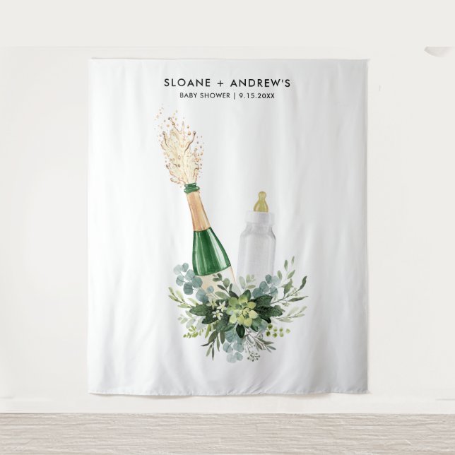 REMY Poppin Bottles Baby Shower Tapestry (Front)