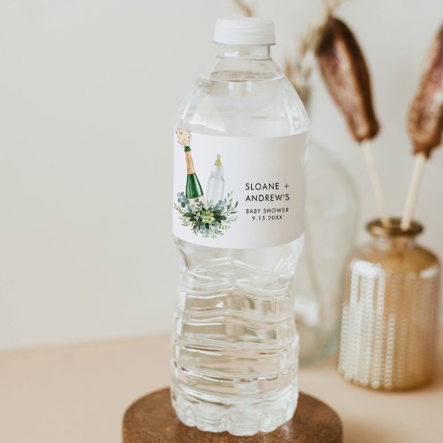 REMY Poppin Bottles Baby Shower Water Bottle Label (Creator Uploaded)