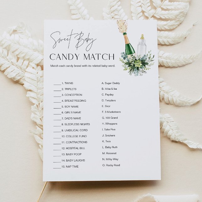 REMY Sweet Baby Shower Candy Match Game Card (Creator Uploaded)