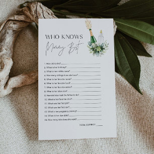 REMY Who Knows Mummy Best Baby Shower Game Card