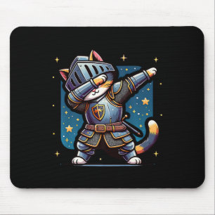 Ren Faire Mediaeval Knight Dabbing Cat Kitten Funn Mouse Mat