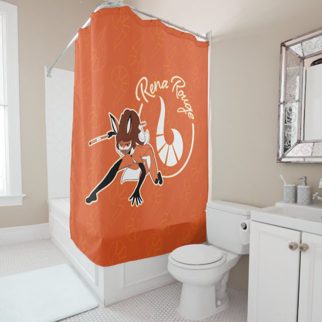 Rena Rouge Badge Shower Curtain (In Situ)