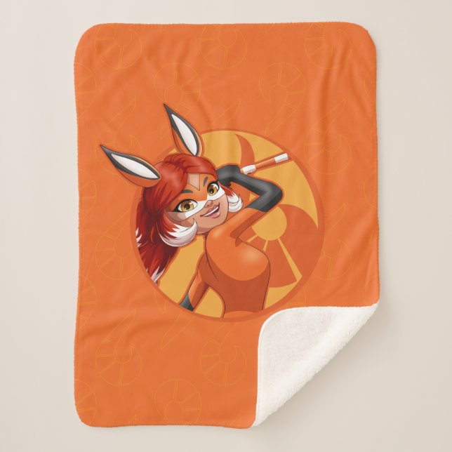Rena Rouge Orange Badge Sherpa Blanket (Front)