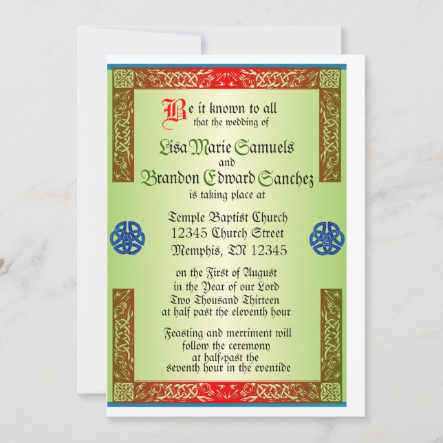 Renaisaince Mediaeval Wedding Invitation (Front)