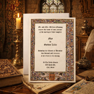 Renaissance 1475 Mediaeval Illuminated Wedding Invitation