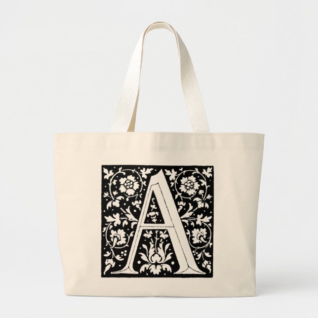 Renaissance Alphabet Letter A Totebag Large Tote Bag (Front)