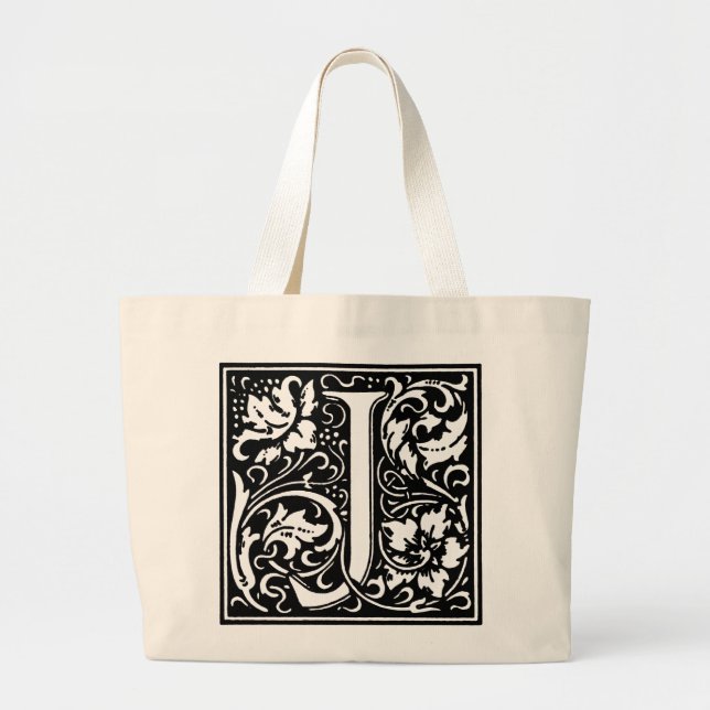 Renaissance Alphabet Letter J Totebag Large Tote Bag (Front)