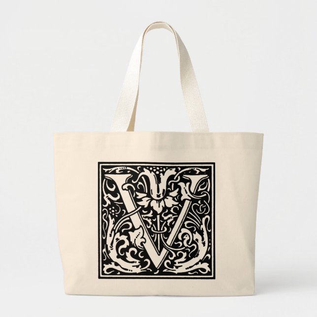 Renaissance Alphabet Letter V Totebag Large Tote Bag (Front)