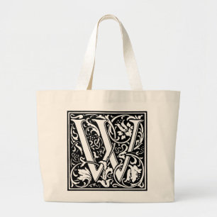 Renaissance Alphabet Letter W Totebag Large Tote Bag