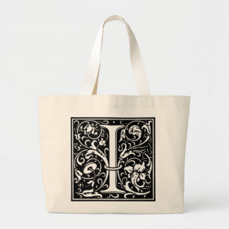 Renaissance Alphabet Printing Letter I Totebag Large Tote Bag